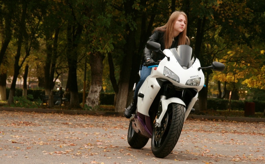 woman on motor bike